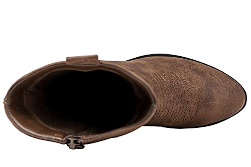 Image of GLOBALWIN Women's Mid Calf The Western Cowgirl Boots Fashion Cowboy Boots For Women Chunky Low Heel
