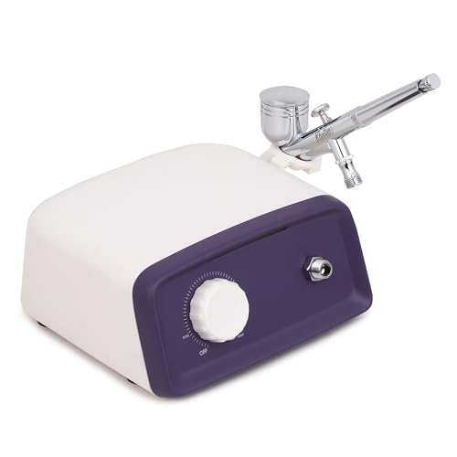 Image of Khaitan Mini Airbrush Kit With Auto Stop Compressor & Air Regulator Dual Action Airbrush (Pen Gun) for Cake Decoration,Make Up,Nails Design,Tattoo,Model Painting Airbrush ABK-70