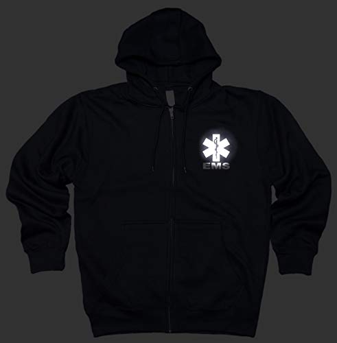 EMS Premium Zip up Fleece Hoodie with Reflective Decoration Both Front and Back3