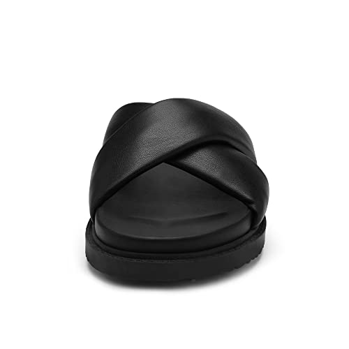 Image of DREAM PAIRS Women's Crisscross Open Toe Slide Sandals Flat Comfort Slip on Sandals