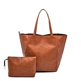 Bysonglezai Schultertaschen Lässige Weiche Große Kapazität Tote Damen Handtaschen Designer Aged Metal Look Luxus Pu Leder Umhängetasche Retro Big Shopper Geldbörsen Hellbraun Brown