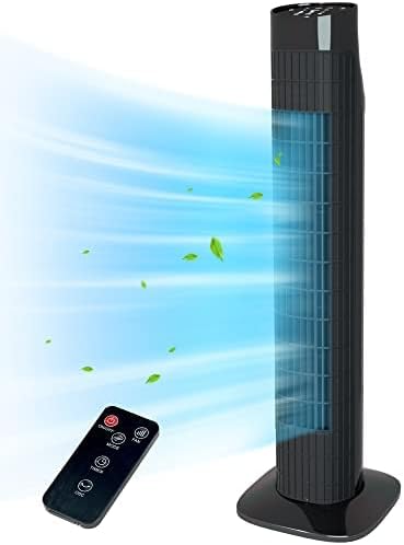 Uthfy Tower Fan with Remote, 31" Electric Tower Fan That Blow Cold Air, Quiet Cooling Fan & Oscillating Tower Fan with Remote, Electric Standing Tower Fan Floor Fan