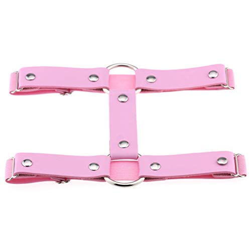 eYLun 2 peças de cinta-liga de couro punk para mulheres, 2 peças, rosa, One size, Sexy