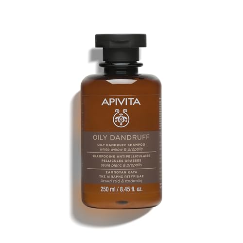 Apivita fettiges Schuppenshampoo mit pflanzlicher Salicylsäure (Weidenrinde) und Propolis 250 ml - Natürliche Anti-Schuppen-Behandlung für fettige, ölige und schuppige Kopfhaut