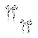Dodocatie Bow Earrings Silver for Women, Ribbon Earrings Cute Bowknot Stud Bow Jewelry Party Fashion Earings Gift