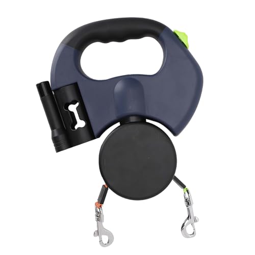 Laisse pour chien à double tête rétractable extensible en nylon robuste
