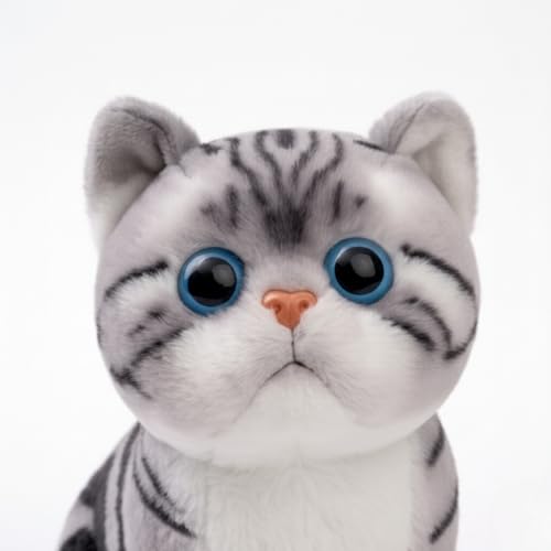 Image of FuzzyTales Cat Plush Toy 30cm | Stuffed Plush Animal for Kids & Adults | Kawaii Cute Cat Toy for Cuddles, Gifts & Room Decor | for Birthdays, Valentine's Day, New Year, Christmas (Grey&Black, 30 cm)