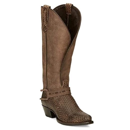 Tony Lama Women's Lottie Western Boot Snip Toe Brown 8.5 M
