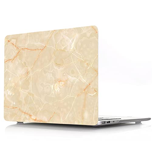 Coque MacBook Air A2337 rigide anti-rayures couleur marbre orange et son couvre-clavier