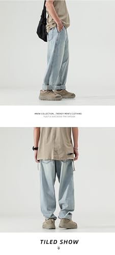Jeans Pants Trousers Denim Versatile Water Washed Men's Wide Leg Comfortable Loose Spring Summer Wear4
