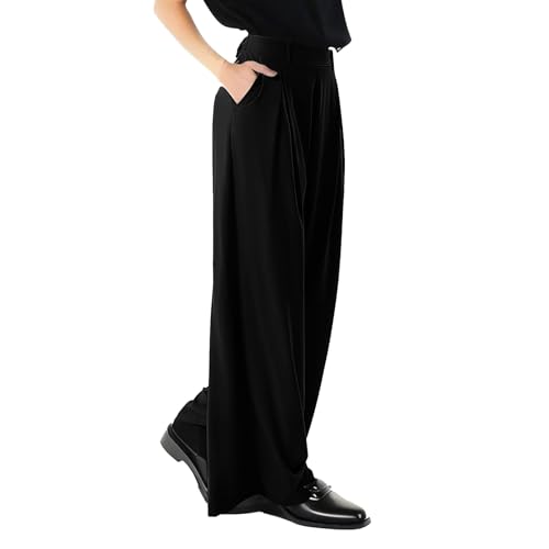 Wide Leg Pants Woman Business Casual Pleated High Waisted Dress Pants for Work Slacks Teacher Lounge Pants with Pockets3