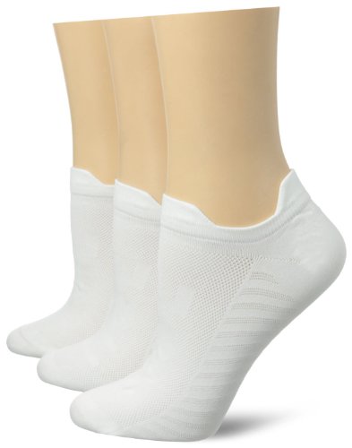 Hue Women's Air Sleek Front and Back Tab 3 Pack Athletic Socks, White, One Size