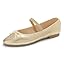 Gold Vegan Leather Mary Jane With Canvas Lining