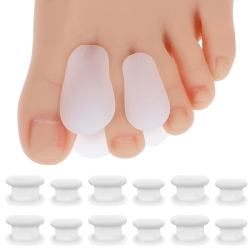 Image of Gjinxi 12 Pack Gel Toe Spacers, Toe Separators for Women Men Bunion Corrector Toe Spreaders Soft Toe Straightener for Crooked Toes, Overlapping Toes, Hammertoe Correction(6L+6S)