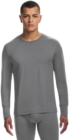 Merrell Base Layer Top, Mens Long Sleeve Performance Thermal, 4-Way Stretch, Soft Touch Material, for Skiing, Climbing & Hiking, Grey, Grey, M