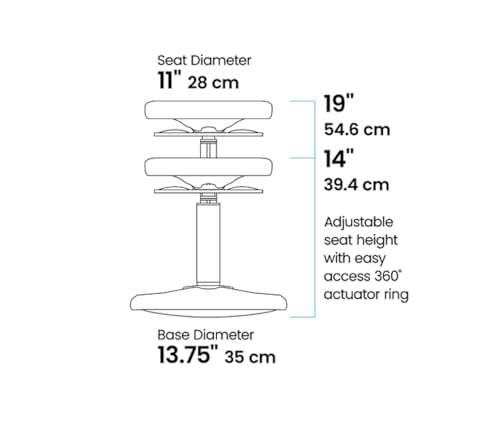 Image of Kore Adjustable Wobble Stools, Flexible Seating for Ages 6-12, 14-24in Tall (Black, 16.5in-24in)