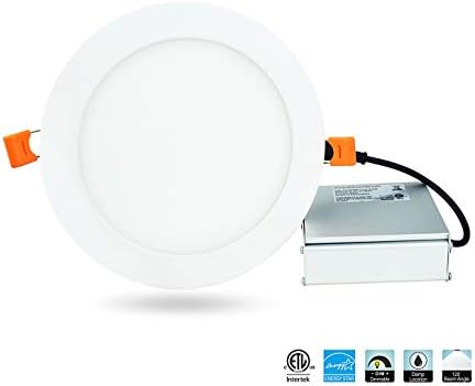 REIYN 6 Inch Super-Thin recessed Light with Remote Dimmer Driver in Junction Box - 12W 840LM Slim Panel Trim ETL Energy Star Listed IC Rated (5000K)