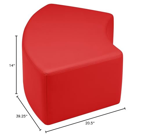 Image of Sprogs 12 inch H Structured S-Curve Stool -Flexible Modular Collaborative Soft Seating for Office, Home, Lounge and School Classrooms with Durable Frame & Set of 2 inch Casters Add-on -Red