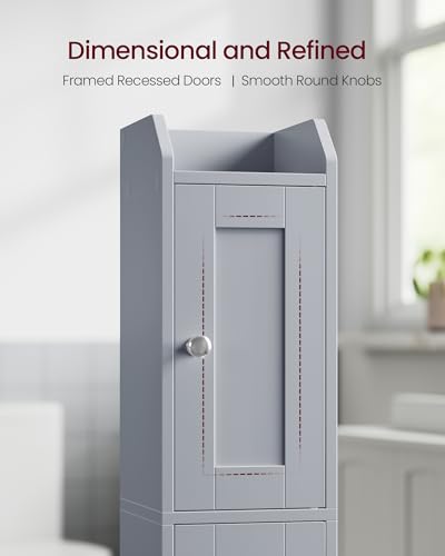 Image of VASAGLE Small Storage Corner Floor Cabinet, 2 Doors, Dove Gray