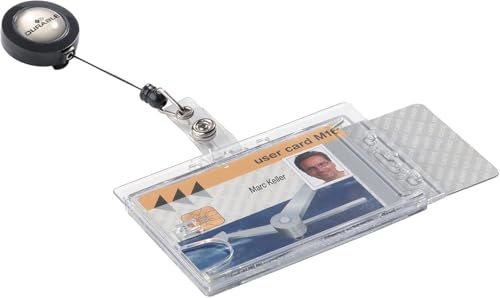 Durable Doppelbox mit Jojo für 2 Betriebs-/Sicherheitsausweise, 10 Stück, transparent, 822419