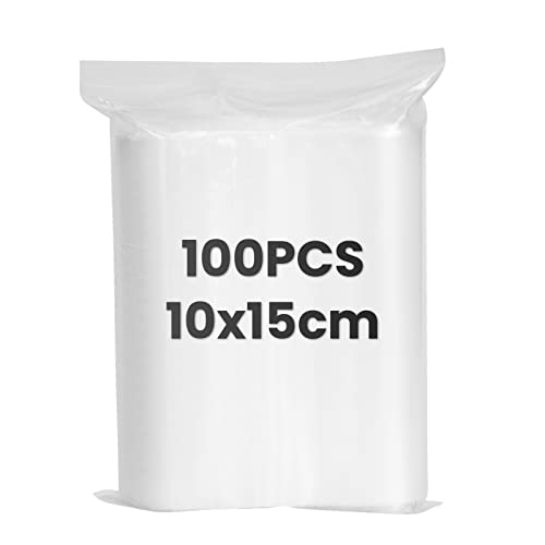 100 Grip Seal Resealable Zip Bags, 10x15cm Clear Poly Jewelry Bags for Sweets Cookies, Kitchen Storage (100Pcs)