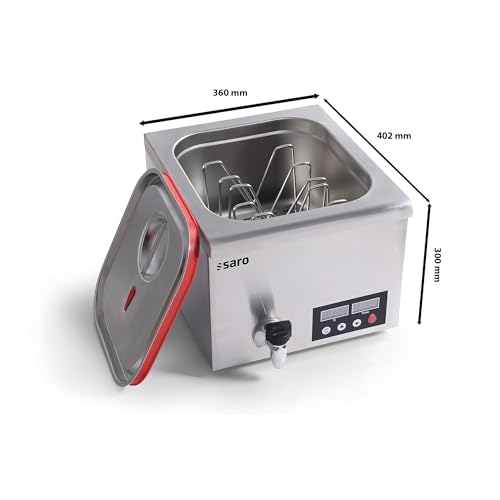SARO Sous-Vide Garer –Mit Umwälzpumpe, Ablasshahn & Digitalsteuerung - Für 2/3 GN – 7–14 L Wasser – Edelstahl – Temperatur 45–95 °C – Modell RIVOLI