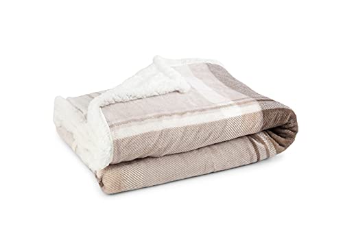 CosìCasa Couverture polaire canapé avec dos Sherpa 200 g/m² | Plaid canapé chaud et super doux | Couverture flanelle pour lit simple en microfibre de polyester | Motif tableaux gris double face Cover