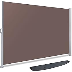 Toldo Enrollable Exterior VOUNOT Toldo Lateral Retráctil, Protege la Privacidad, Protector Solar a Prueba de Viento, para Balcón, Jardin, Terraza, 180 x 300cm, Marrón
