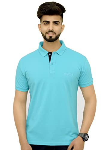 Image of 3BROS Men's Cotton Blend Half Sleeve Regular fit Comfortable Polo Neck T-Shirt (Pack of 1)