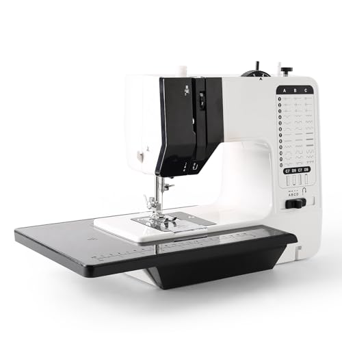 Machine à coudre simple, machine à coudre électronique avec 12 points double filetage avec une table d'expansion LED anti-éblouissement pour enfants et...
