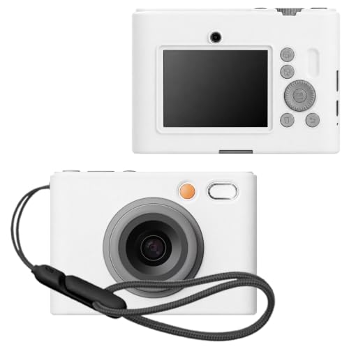 HENGFUQT �V���R���ی�P�[�X For myFirst Camera Insta Lux �Ή� �����h�~�t�b�N�t�� �X�����y�� �_�炩�V���R���f�� �Ռ��z�� �����E���E�ق���h�~ �����ɂ��� �X�|�[�c�����N�[���f�U�C�� �\�t�g�J�o�[ (�z���C�g)