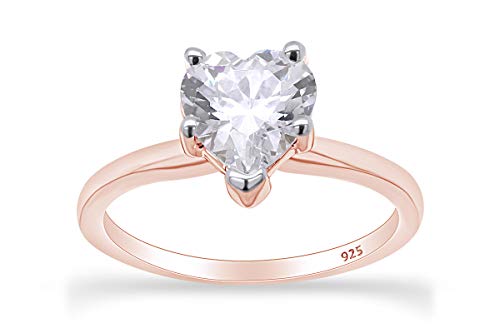 Jewel Zone US Heart Shaped White Cubic Zirconia Anniversary Solitaire Ring in 14k Gold Over Sterling Silver (3 Carat)