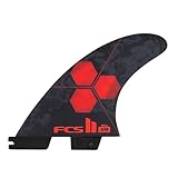 FCS II Al Merrick Thruster Surfboard Fin Set – PC Construction for Speed, Drive & Power, Ideal for Steep Hollow Waves (Red, Small)