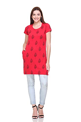 Image of In Love Women's Printed Cotton Plus Size Longline T-Shirt Half Sleeve with Pockets Pack of 2