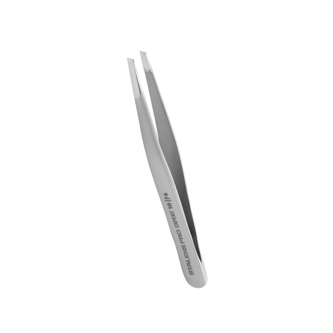 STALEKS PRO Pinza para cejas escasas y finas, acero inoxidable, Expert 10/4