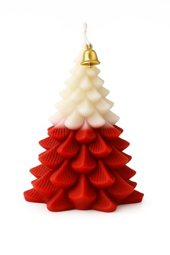 Image of Nexlum Christmas Tree Scented Candle – Handmade Soy Wax Aromatherapy Candle with Gift Box – Smokeless Festive Decoration for Home (Red)