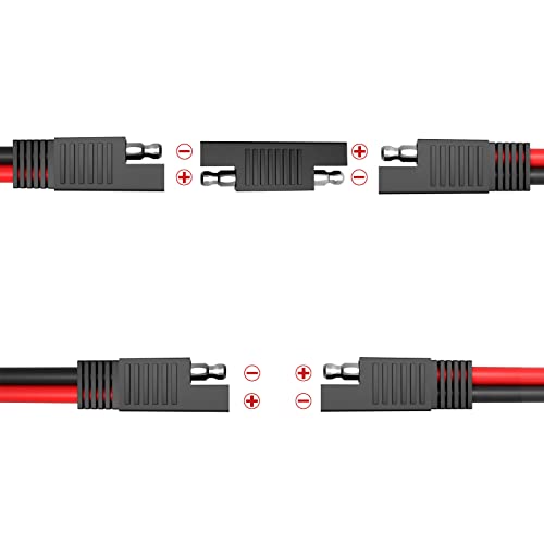 Cleqee SAE zu SAE Verlängerungskabel 10AWG 1ft/0,3m Quick Disconnect Kabelbaum SAE Stecker mit SAE zu SAE Polaritätsumkehr Adapter für Automotive, Solar Panel SAE Stecker, Motorrad, Autos, Traktor
