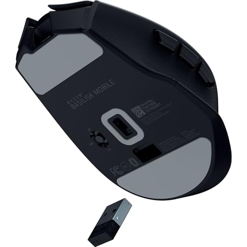 Razer Basilisk Mobile - Petite souris de jeu sans fil ergonomique et portable - AI Prompt Master - Focus X 18K Sensor (Connectivité Tri-Mode, jusqu'à 105 heures, Mouse Switches Gen-3) Noir