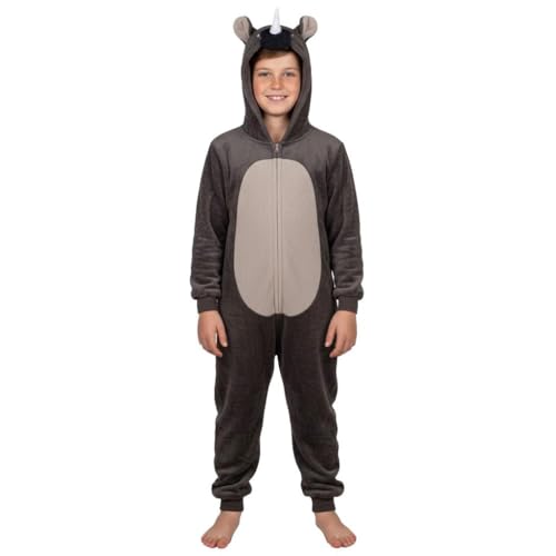 A2Z 4 Kids Girls Boys Rhino Onesie Kids Animal Face Jumpsuits - E.Soft Rhino Onesie 7-8