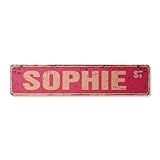 Sophie Vintage Aluminum Street Sign Childrens Name Room Metal Sign Rustic Metal tin | Indoor/Outdoor | 30