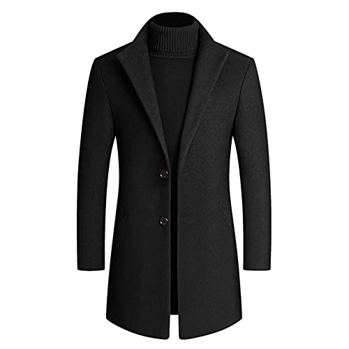 Image of Lu's Chic Men's Single Breasted Trench Coat Button Down Overcoat Warm Dress Pea Coats