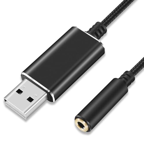 Ywmsfl Adaptador de tarjeta de sonido USB, adaptador de sonido externo, convertidor de tarjetas de sonido estéreo, 3, 5 mm, micrófonos Auxs para portátiles y escritorios