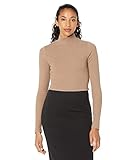 UGG Women's Nimah Ribbed Mock Neck Top Shirt, Tortoise, Large