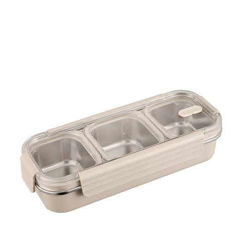 Image of Stainless Steel Lunch Box 3 Compartment 700ml, Leakproof Airtight Bento Box for Office School Kids Adults | 304 Steel Tiffin Box, Microwave Safe Food Container, Durable Lunch Carrier for Men Women