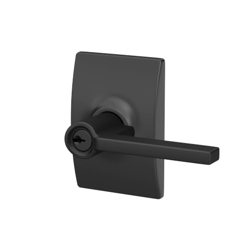 Image of SCHLAGE Latitude Keyed Entry Door Handle, Reversible, Matte Black | Keyed entry lever door handle with turn-button lock, Easy to install, Certified security & durability, Universal fit, 2 keys