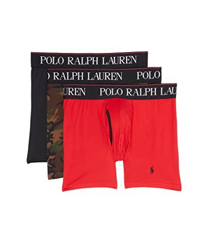 Polo Ralph Lauren 3-Pack 4D-Flex Cool Microfiber Boxer Briefs Polo Black/Surplus Camo/Rl2000 Red MD