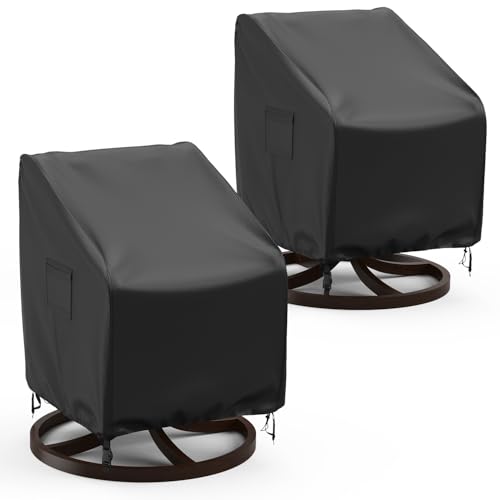 BROSYDA Outdoor Swivel Lounge Chair Cover 2 Pack Waterproof Outdoor Chair Covers Heavy Duty Patio Chair Covers for Outdoor Furniture 30 W34 D38.5 H Black