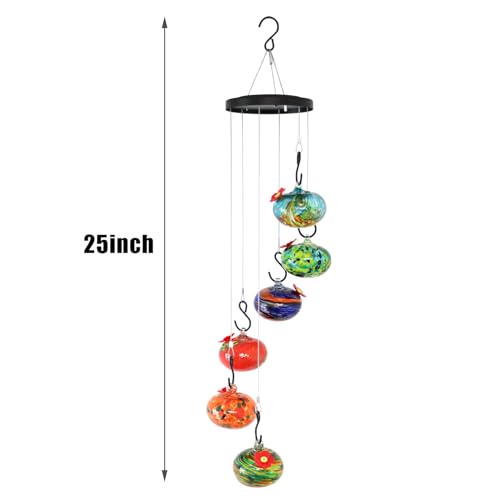 FFBEJD Charming Glass Wind Chimes Hummingbird feeders,Hand-Blown Glass Feeders for Outdoors Hanging to Attract Hummingbirds,Bee Proof,Never Leak,Perfect Garden Decor for Outside (A) by Rainsar - Used condition - Image 4