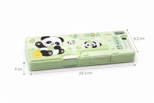 Image of KiddieWorld All-in-One Pencil Box for Kids | Calculator, Sharpener & Writing Pad | Large Capacity Magnetic Pencil Case for School Boys & Girls (Green)