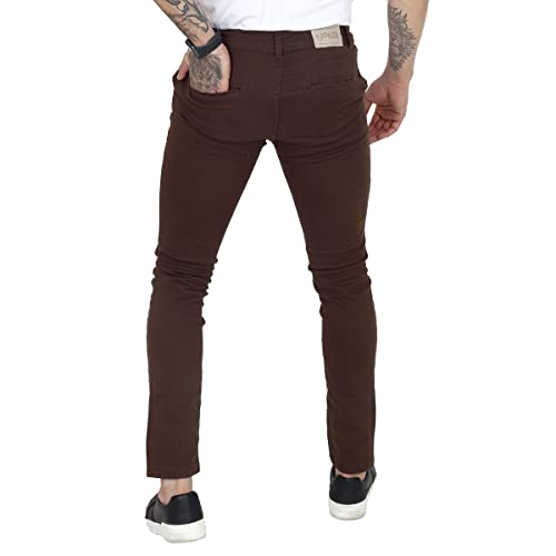 Calça Sarja Masculina de Alfaiataria (Marrom, 44)